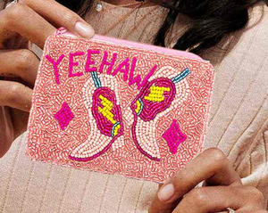 Portefeuille unisexe en cuir de vachette le plus vendu avec fermeture éclair, pochette à monnaie personnalisée, doublure en toile perlée brodée - Product Image 2