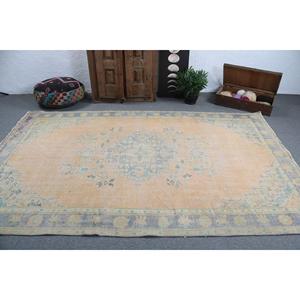 6.2x9.6 ft Turkish Rug Eco-Friendly <b>Yellow</b> Patchwork Traditional <b>Wool</b> Rug with Latex Backing - Product Image 3