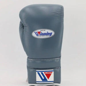 Gants de boxe Winning gris à prix de gros, avec logo personnalisé, à lacets, nouveau design, pour l'entraînement - Product Image 2