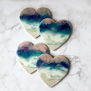 Factory Supply <b>Top</b> Quality Customize Modern Classic Style Epoxy Wood & <b>Resin</b> Coaster Set of 4 With Holder - Product Image 3