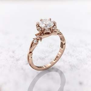 18k Solid Gold Round Cut Diamond Engagement <b>Rings</b> Elegant Design Exquisite Natural Diamond Solitaire <b>Rings</b> for Women Wholesale - Product Image 2