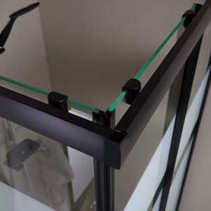ห้องอาบน้ำแบบมีโครงสีดำขนาด 70x70 ซม. พร้อมกระจกซิลค์สกรีนหนา 6 มม. และม่านคุณภาพพรีเมียมสำหรับห้องน้ำของคุณ - Product Image 4