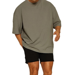 Camiseta de cuello redondo de algodón orgánico 100% para hombre, Lisa tela tejida blanca de gran tamaño, diseño de punto en blanco con mezcla de poliéster/algodón - Product Image 2