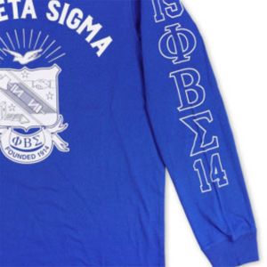 PBS เสื้อยืดแขนยาวสีฟ้า | เสื้อ100% ผ้าฝ้าย phi Beta Sigma พร้อมโลโก้ของทีมด้านหน้าและแขนเสื้อพิมพ์ลาย | เสื้อผ้าพี่น้องผู้ชาย - Product Image 5