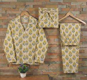 Pijama de Algodón con Estampado Floral Jaipuri para Mujer, Ropa de Dormir con Estampado a Mano, Reversible, para Verano, Otoño y Primavera - Product Image 5