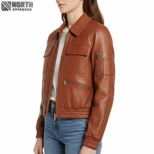 Vêtements d'hiver personnalisés 2025 bonne qualité veste en cuir pour femmes décontracté mince cuir femmes mode veste en cuir personnalisé dames - Product Image 6