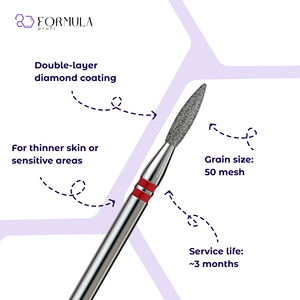 Formula Profi Diamond <b>Nail</b> Drill Bit Sharp Flame 1.8mm Red Grit for Professional Manicure Pedicure - Product Image 2
