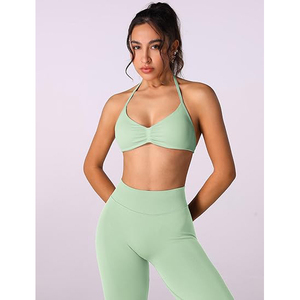 Conjuntos de yoga para mujer, sujetador deportivo sin costuras, leggings de cintura alta, elásticos, transpirables, ropa deportiva. - Product Image 5