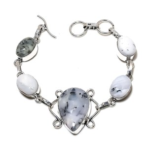 Natural Dendrite Opal <b>Bracelet</b>, 925 Sterling <b>Silver</b> Jewelry <b>Bracelet</b>, Pear <b>Bracelet</b>, Gift For Her, Natural Gemstone <b>Bracelets</b> - Product Image 3