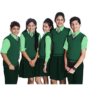 Wholesale High quality Custom Made Cotton Light Green Middle School High School Uniform for School Children for Boys And Girls