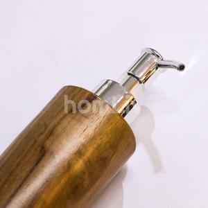 Distributeur de savon moderne en bois de teck naturel fait main, écologique, avec flacon pompe rechargeable pour usage domestique et hôtelier - Product Image 5