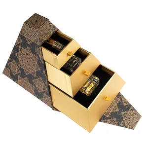 कस्टम सोने लक्जरी इत्र बक्से नमूना गत्ता खाली इत्र की शीशी के लिए पैकेजिंग बॉक्स पैकेजिंग उपहार बक्से सेट डिजाइन बनाने