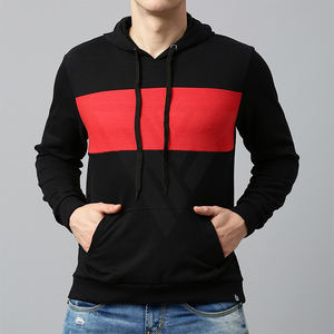 เสื้อมีฮู้ดสำหรับผู้ชายผ้าฝ้ายสีดำสีแดงพิมพ์ลายกรดซักได้ตามต้องการใหม่ในฤดูหนาว - Product Image 3