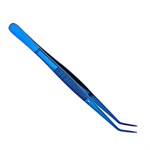 Pinces dentaires de qualité supérieure, pinces à coton et à pansements, pinces chirurgicales courbées à bec dentelé, revêtement bleu - Product Image 3