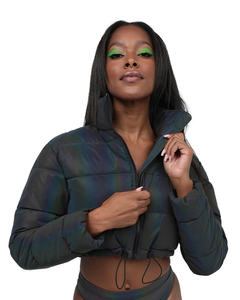 Femmes de haute qualité matelassé Crop doudoune à manches longues bouton décoration hiver décontracté Street-Wear automne-XL taille en gros - Product Image 1