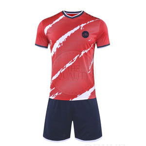 Uniforme de fútbol transpirable de secado rápido ecológico de poliéster 100% de alta calidad fabricado en fábrica, diseño de logotipo de Color personalizado para - Product Image 1