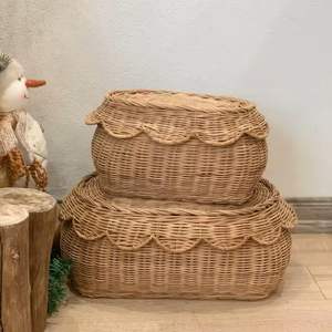 Venta al por mayor cestas de ratán hechas a mano organizador de almacenamiento ecológico duradero para decoración del hogar supermercado y tiendas al por menor - Product Image 1