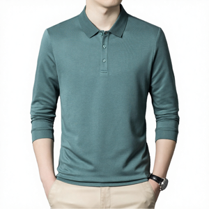 High Quality Company Uniform 180gsm Spandex Cotton Men's for Shirt Custom Embroidery Logo Solid Anti-Wrinkle <b>Long</b> <b>Sleeve</b> - Product Image 2