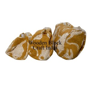 Juego de 3 Bolsas de Cosméticos de Viaje Hechas a Mano en India, Acolchadas, Vintage, con 3 Compartimentos, Estampadas a Mano, para Mujer - Product Image 2