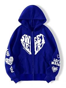 Fermeture à glissière en molleton de polyester/coton 500GSM de haute qualité pour sweats à capuche pour l'hiver avec une production et une expédition rapides - Product Image 3