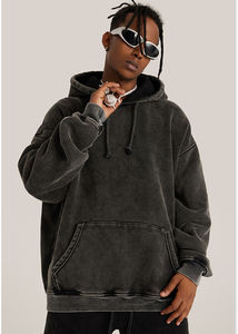 Custom logo <b>Black</b> Oversize Pullover <b>Hoodies</b> Unisex Vintage Acid Wash 500 GSM Hoodie ultra Soft Heavyweight Hoodie - Product Image 3