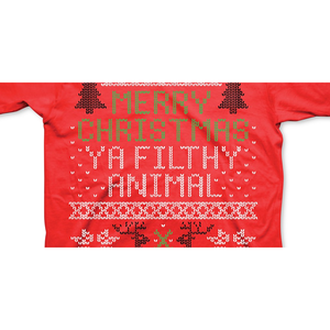 T-shirt da uomo Freeze rossa natalizia con animali, stile streetwear, taglia L, 100% cotone, 260 g/m², jersey, loghi stampati compressi - Product Image 3