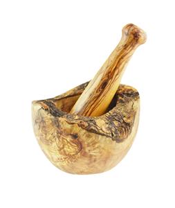 Mortero y mortero rústico de madera de Olivo-Molinillo de especias de hierbas de 4,7 pulgadas Mezclador Masala Tazón manual Condimentos Trituradora de pastillas - Product Image 5