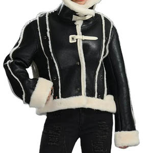 Vestes en cuir Shearling pour femmes, tricotées, isolées, pour les voyages d'hiver et le quotidien - Product Image 1