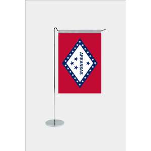 Bandera de Escritorio de Arkansas con Diseño en Forma de L Impresa Digitalmente y Asta de Aluminio - Product Image 1