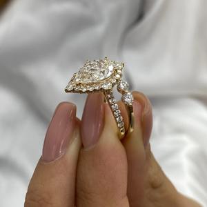 <b>Top</b> Seller Pear <b>Cut</b> IGI Certified VVS Lab Grown Diamond Halo Engagement Ring Bridal Set With 14k Gold Jewelry At <b>Low</b> Price - Product Image 4