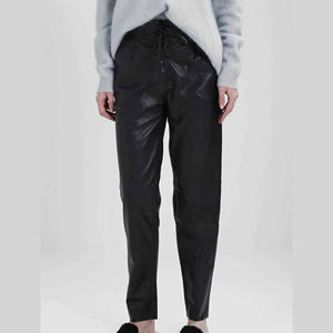 Pantalon en cuir d'agneau pour femme avec impression personnalisée, coupe régulière, longueur entière, décontracté, hiver, plat, imperméable, PU - Product Image 5