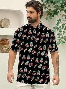 เสื้อโปโลผู้ชายสไตล์วินเทจขนาดใหญ่พิเศษผ้าถักระบายอากาศได้พร้อมเทคนิคการพิมพ์แขนสั้น - Product Image 4