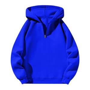 Sweats à capuche zippés pour hommes Sweat à capuche zippé de couleur unie Sweat à manches longues avec épaules tombantes Pull décontracté - Product Image 1