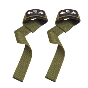 Sangles de musculation en coton longues portées avec support de poignet pour levée de barres et entraînement en salle de sport - Product Image 1