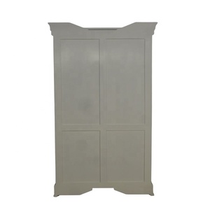Armoire de cuisine Buffet en bois peint en blanc avec portes en verre conçu pour les meubles de salle à manger de style français - Product Image 6