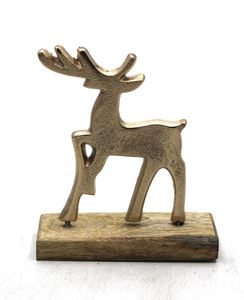 Renne décoratif de table en aluminium/bois d'art moderne unique avec base en nickel pour la décoration de la maison fait à la main en gros en vrac - Product Image 2