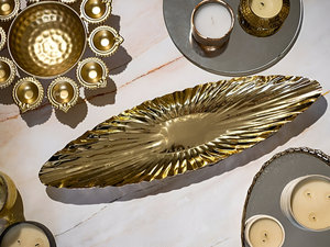 Plateau décoratif de luxe en métal doré pour le restaurant, l'hôtel et le mariage au meilleur prix de l'Inde - Product Image 2