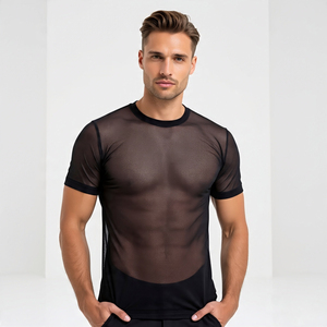 <b>Men's</b> O Neck Sheer Mesh <b>T</b> <b>Shirts</b> See Through Long Sleeve <b>Shirts</b> Night Casual <b>Swim</b> Sheer Mesh Tee <b>Shirts</b> <b>Men</b> - Product Image 3