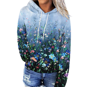 Sudadera con capucha de alta calidad Peso ligero 100% Algodón Gráfico Sublimado Impresión Sudaderas Mujeres Sudaderas - Product Image 5