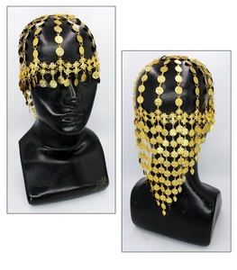 Ethnic Alloy Tassel Womens Head Cap <b>Gold</b> Plated Coin Work Hair Chain for Dubai Arabic Middle Est Special Design Hair Accessories - Product Image 2