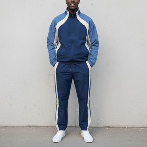 Nouveau style personnalisé de vestes à blocs de couleurs survêtements légers respirants à capuche confortables avec fermeture éclair complète - Product Image 1