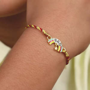 Rakhi เครื่องประดับสำหรับเด็กลายรุ้งสีทองคลาสสิกสำหรับเด็ก - Product Image 5