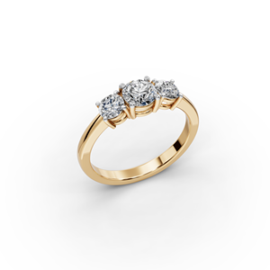 Bague de fiançailles en diamant de laboratoire 3 pierres de 1,00 ct, taille ovale, bijoux fins, certificat IGI, incrustation en platine, or jaune 10 carats, perle - Product Image 1