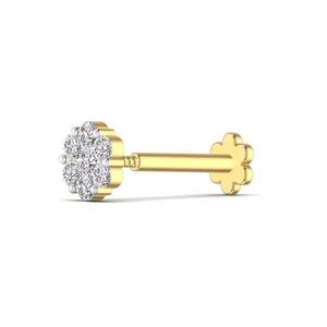 Flower Look Diamond <b>Nose</b> Stud Pin Body Piercing Jewelry Fine Jewelry Gold 14kt Solid for Women in Yellow Rose and White Gold - Product Image 5