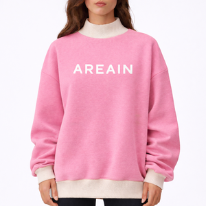 Sweat-shirt pour femme à col montant surdimensionné, imprimé, avec badge à paillettes, tissu doux et chaud, coupe décontractée, minimaliste, streetwear d'hiver - Product Image 1