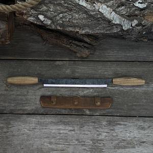 Cuchillo recto hoja afilada de acero al carbono, mango de madera de Fresno, cuchillo de dibujo de vaina de cuero para carpintería - Product Image 1