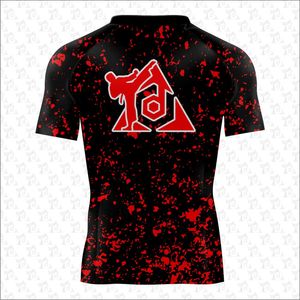 แขนสั้นผู้ชาย BJJ MMA เสื้อการบีบอัดผื่นยามแห้งเร็วการออกแบบที่ดีที่สุดผื่นยามออกกําลังกายฟิตเนสสวมใส่ขายส่ง - Product Image 4