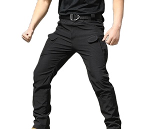 Pantalones Cargo Ligeros de Tejido Softshell, Pantalones Tácticos con Múltiples Bolsillos, Cintura Elástica para Hombre, 100% Poliéster - Product Image 1