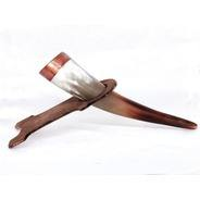 Corne à boire viking naturelle de haute qualité indienne avec support, style animal poli, écologique - Product Image 5