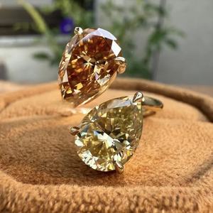 Bague de fiançailles en diamant de laboratoire taille poire, or jaune 18 carats, 5 carats, pierre certifiée durable, bague de mariage pour elle, bijoux romantiques - Product Image 1